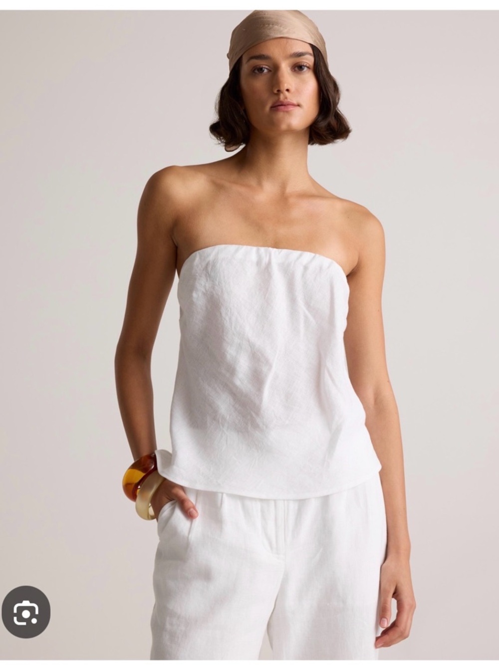 New/tag Quince Strapless European Linen Top-M